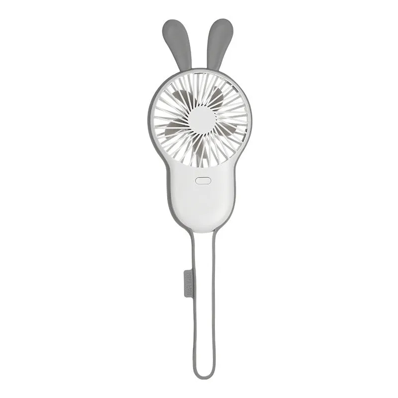 Mini fan hanging neck handheld pocket rabbit bear usb with lanyard mute with cosmetic mirror