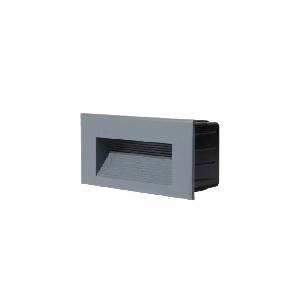 Minimalistic Black Aluminum LED Footlight for Stairway - Quadrilateral Recessed Wall Light