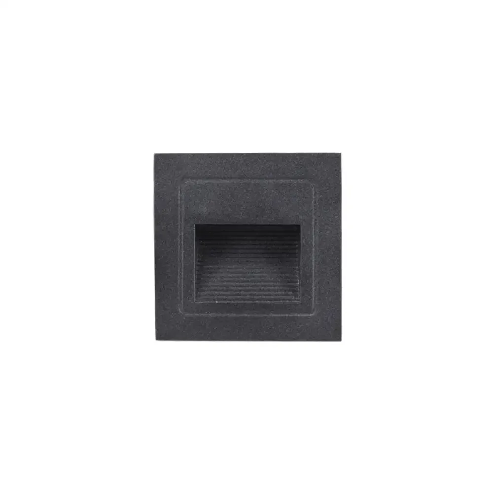 Minimalistic Black Aluminum LED Footlight for Stairway - Quadrilateral Recessed Wall Light