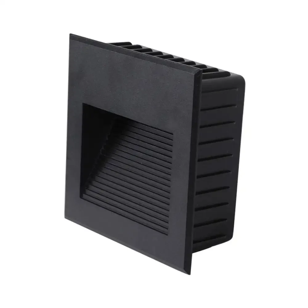 Minimalistic Black Aluminum LED Footlight for Stairway - Quadrilateral Recessed Wall Light