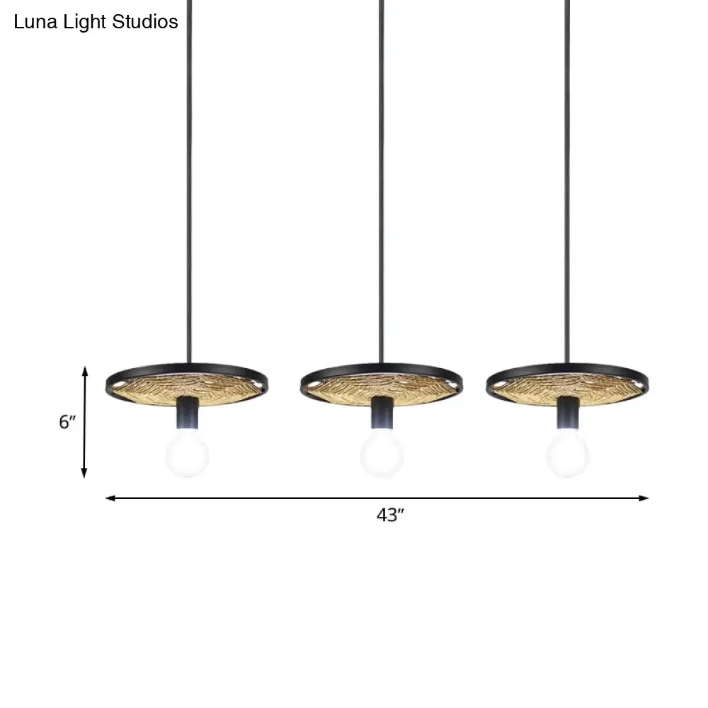 Modern Metallic Ring Pendant Light with Rope Detail - Black Finish, 1/3-Light Ceiling Lamp for Dining Room