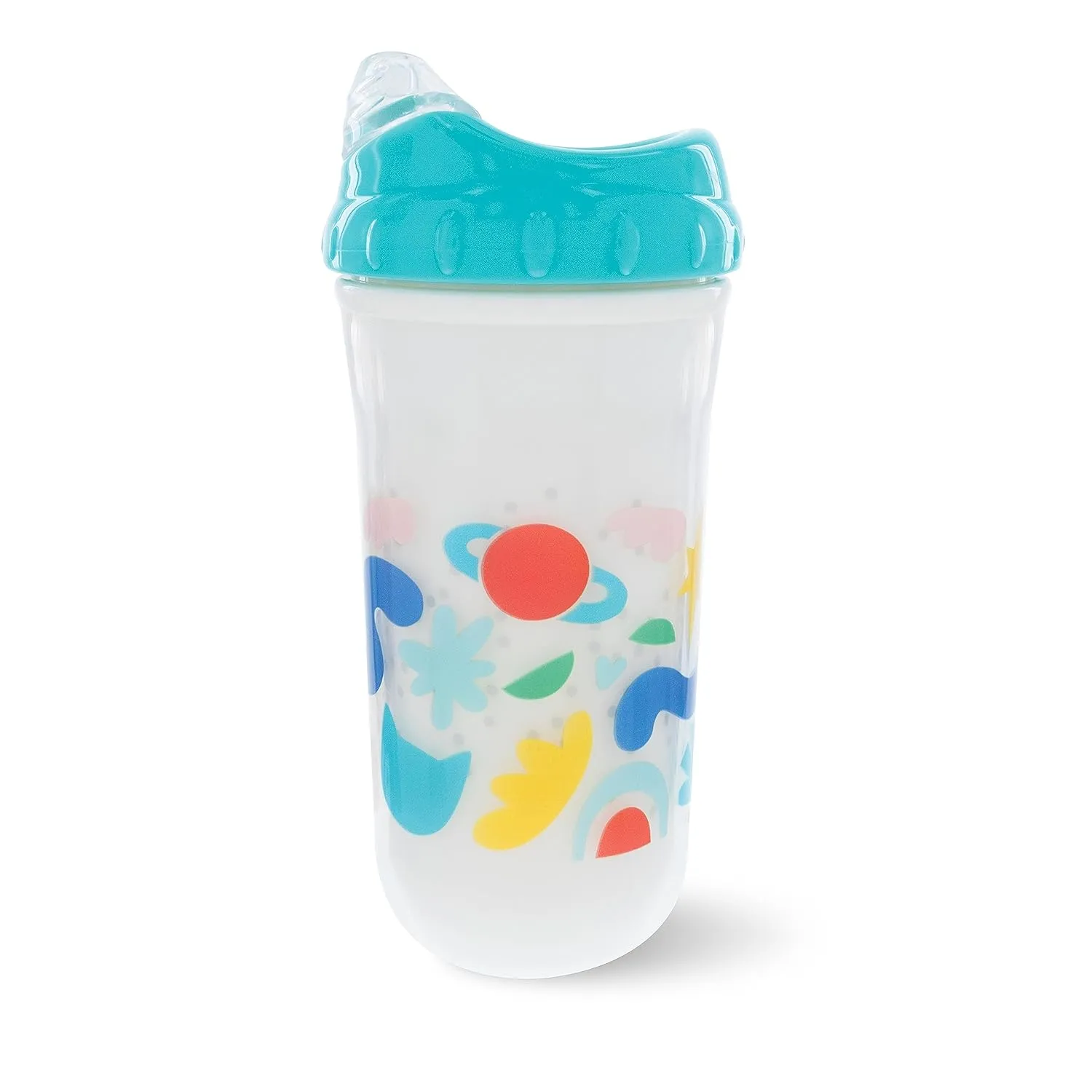 Nuby No-Spill Insulated Cool Sipper, 9 Ounce,  (Pack of 2) White shape and Aqua Animals