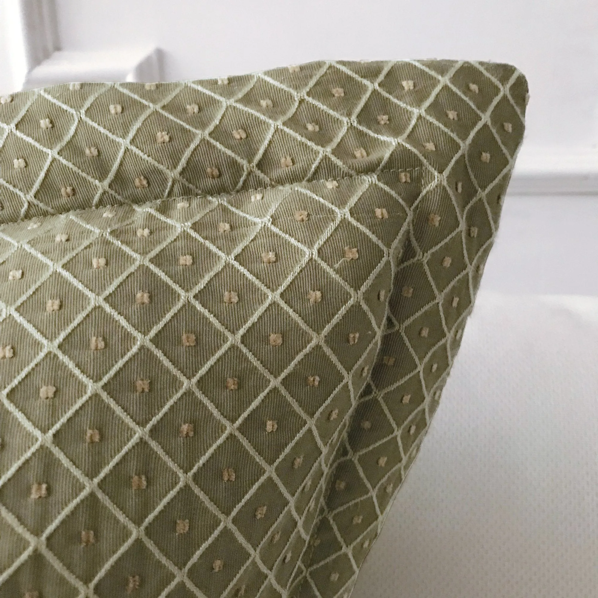 Olive Woven Geometric Polka Dot Large Throw Pillow Cover 26x26