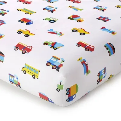 Open Box - 4pc Toddler Trains with Planes and Trucks Cotton Bed in a Bag - WildKin