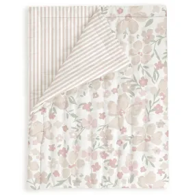 Organic Kids Quilt - Blossom & Beige Stripes