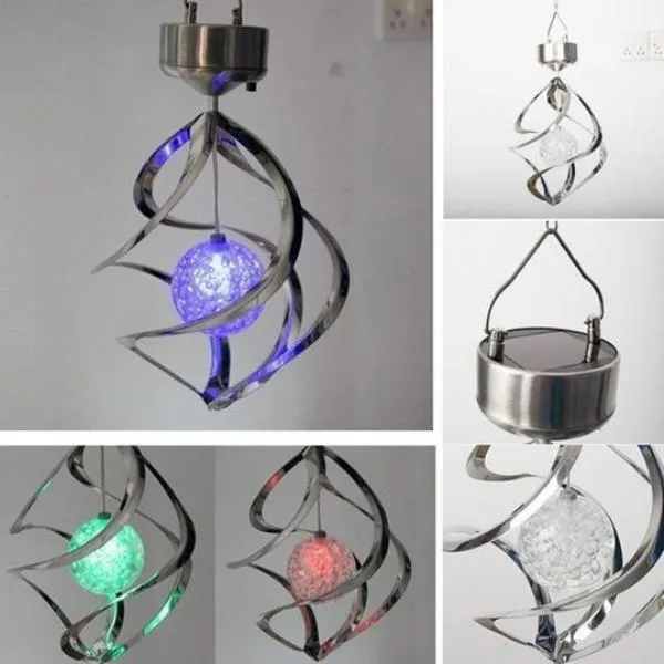 Outdoor Solar Lights Spiral Wind Chimes