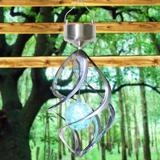 Outdoor Solar Lights Spiral Wind Chimes