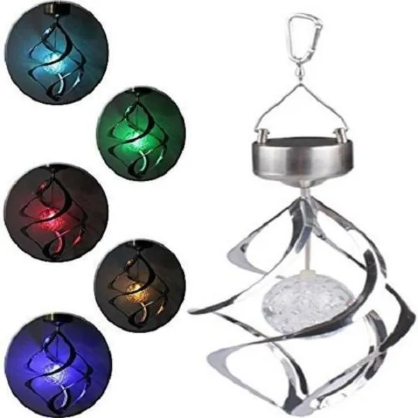 Outdoor Solar Lights Spiral Wind Chimes