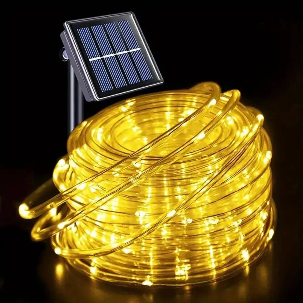 Outdoor Solar Tube Rope Led Light Garden Christmas Decoration 22m/12m Xmas Wedding Garland WaterProof String Light Fairy Strip