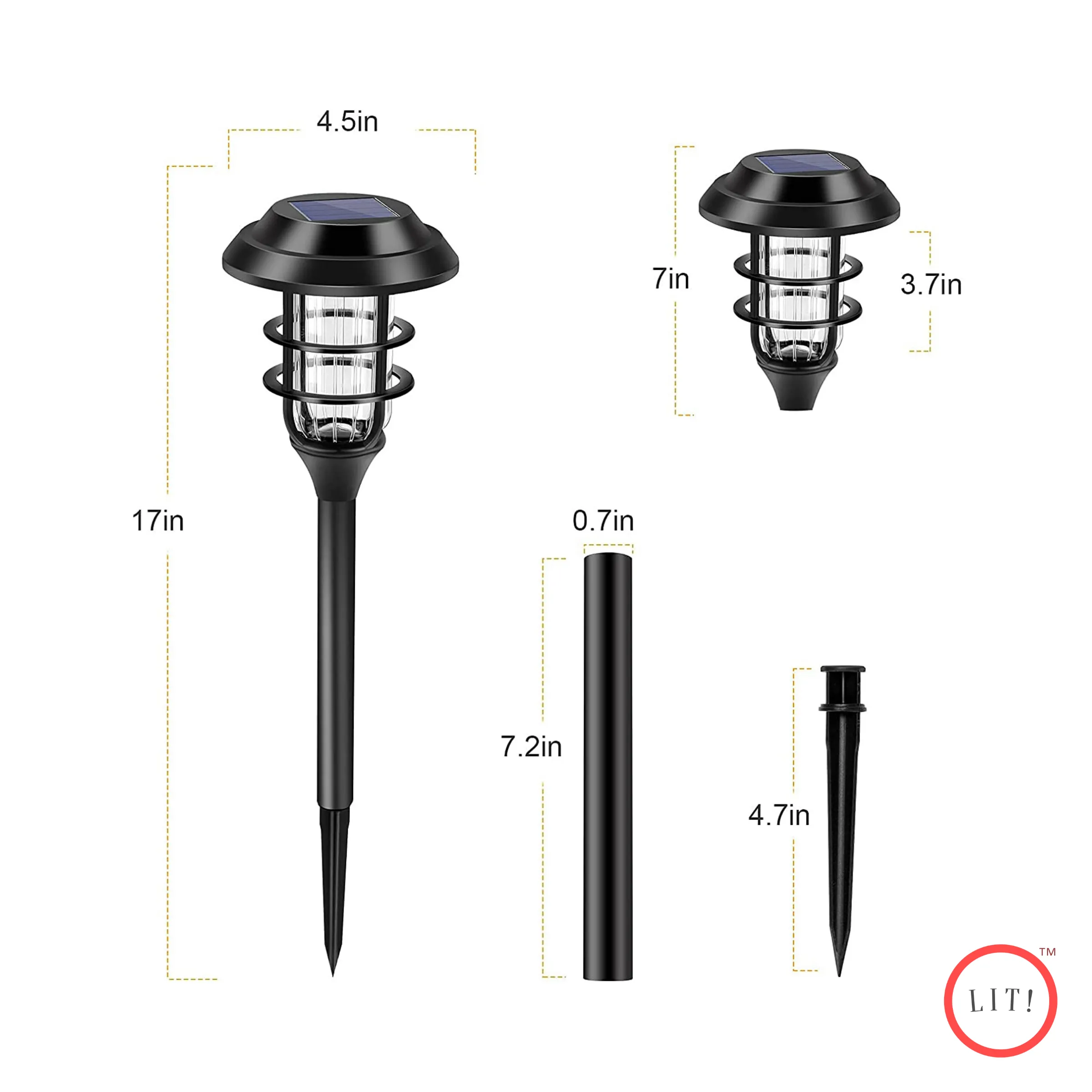 (Pack of 5) Waterproof Solar Powered Pathway Lights