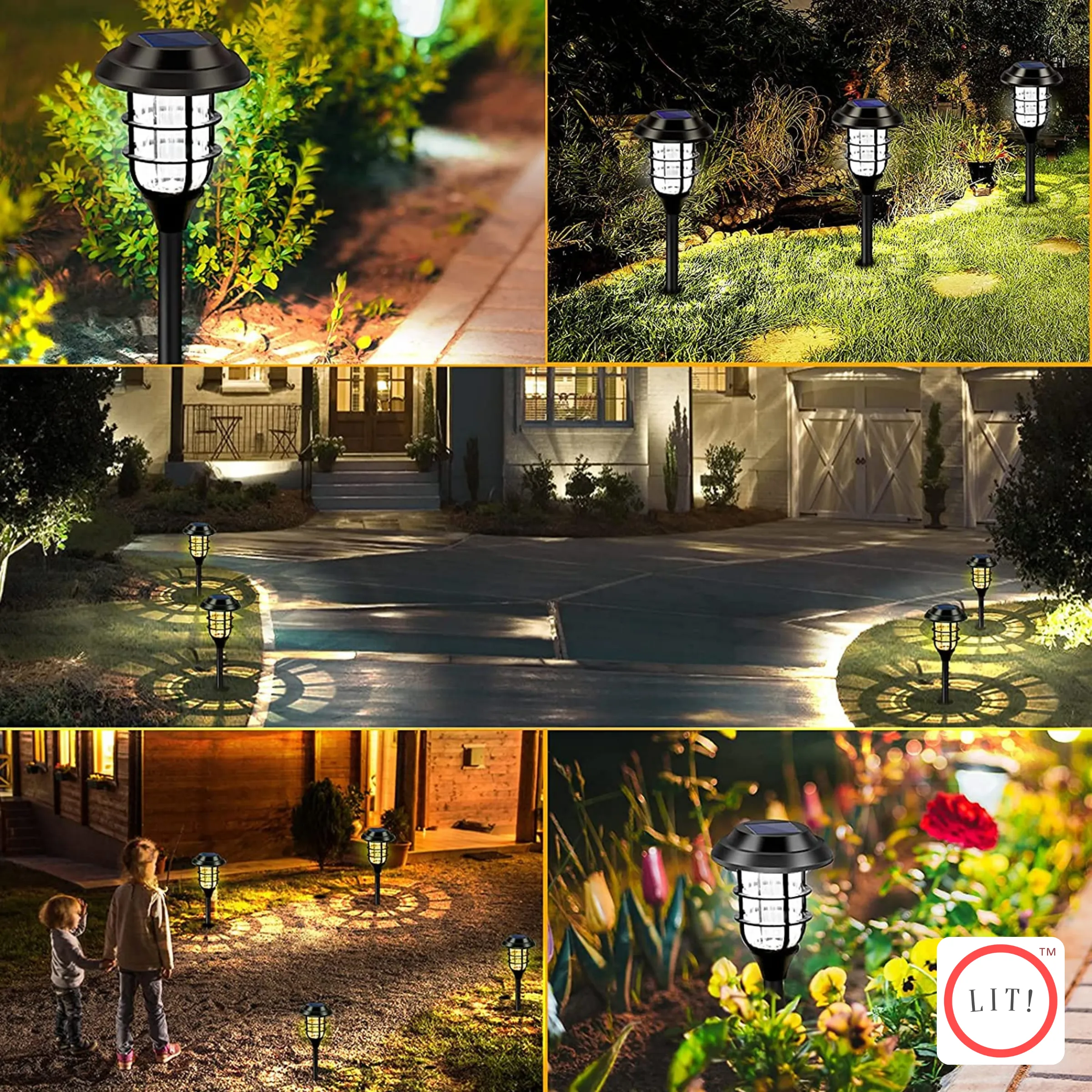 (Pack of 5) Waterproof Solar Powered Pathway Lights