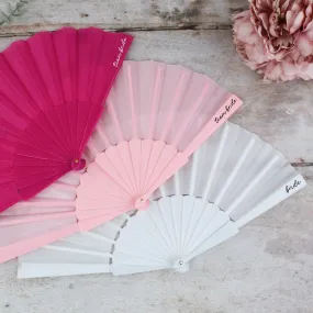 Personalised 'Team Bride' Hand Fans - Pink & White