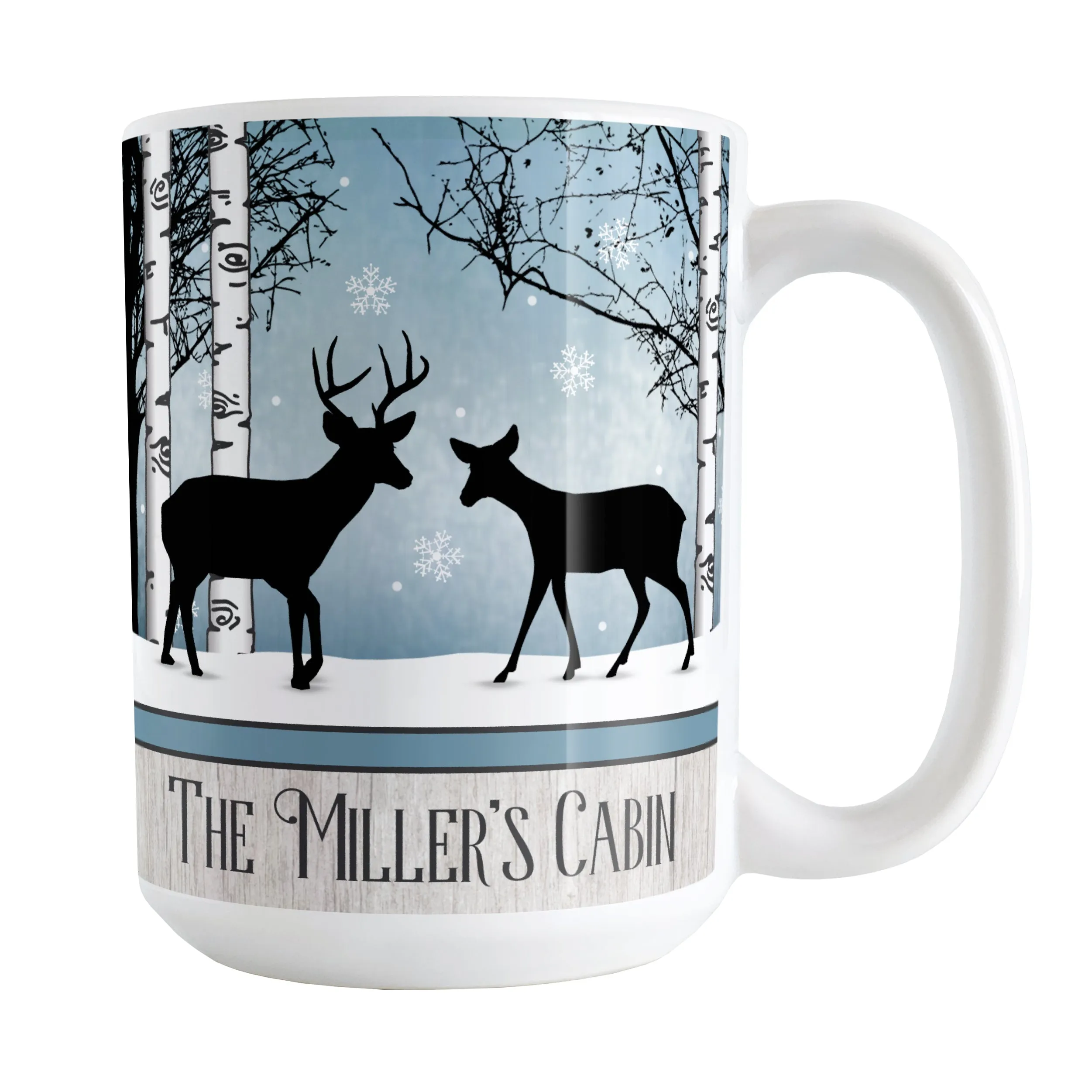 Personalized Rustic Blue Winter Deer Mug