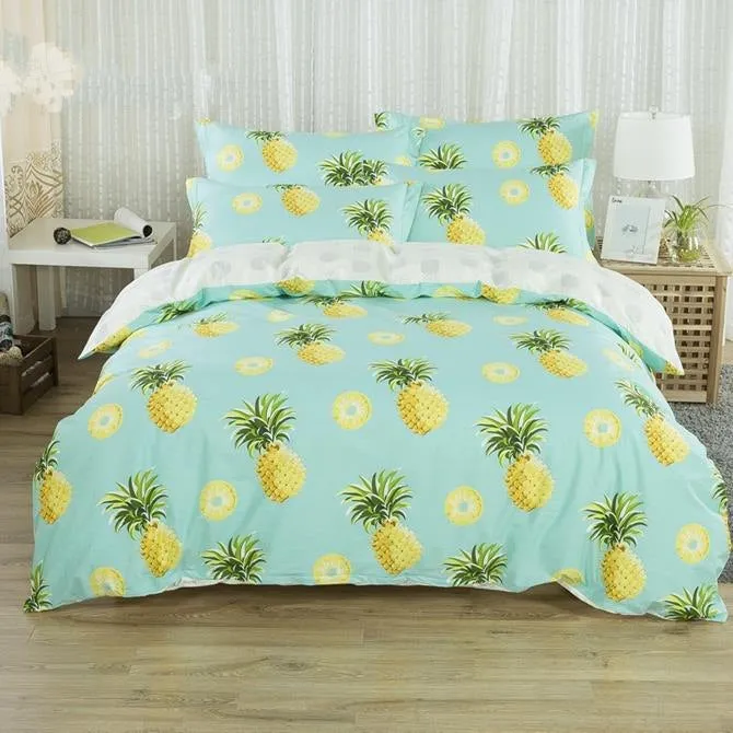 Pineapples Print Fresh Style Cotton Luxury 4-Piece Bedding Sets