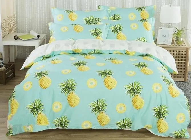 Pineapples Print Fresh Style Cotton Luxury 4-Piece Bedding Sets