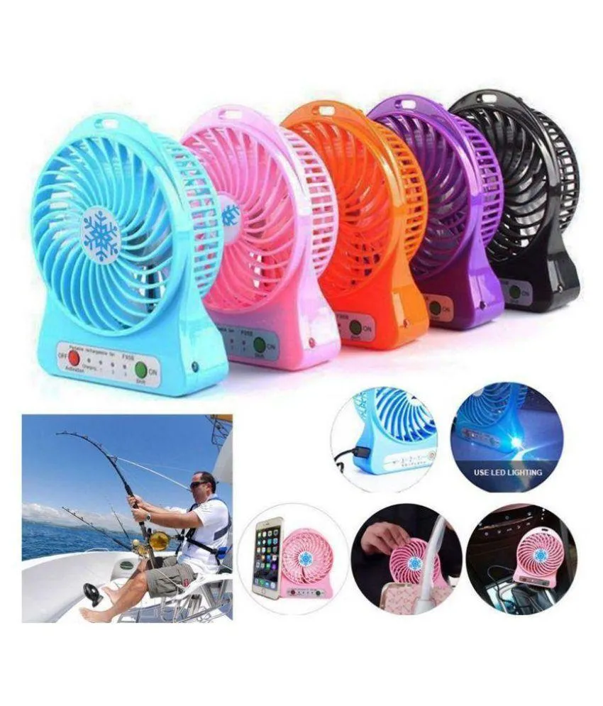 Portable 3 Gear Speed 4.5W Cooling Fan Mini USB 3.7V LED Fan Li-ion 2200mAh Battery Rechargeable Multifunctional Fan