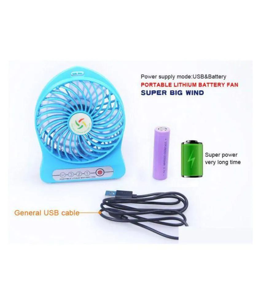 Portable 3 Gear Speed 4.5W Cooling Fan Mini USB 3.7V LED Fan Li-ion 2200mAh Battery Rechargeable Multifunctional Fan