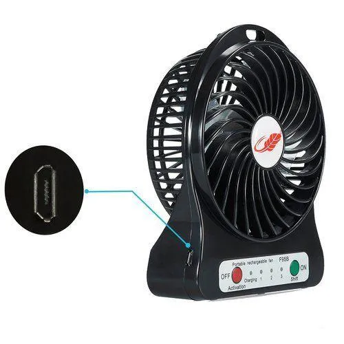 Portable 3 Gear Speed 4.5W Cooling Fan Mini USB 3.7V LED Fan Li-ion 2200mAh Battery Rechargeable Multifunctional Fan