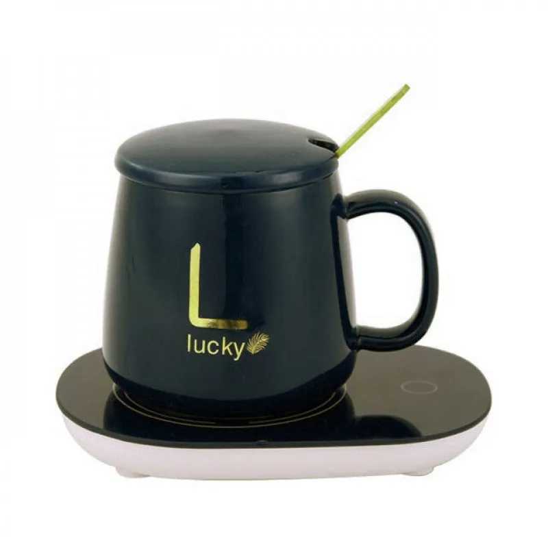 Portable Coffee Ceramic Mug with Thermostatic Electric Coaster