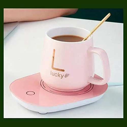 Portable Coffee Ceramic Mug with Thermostatic Electric Coaster