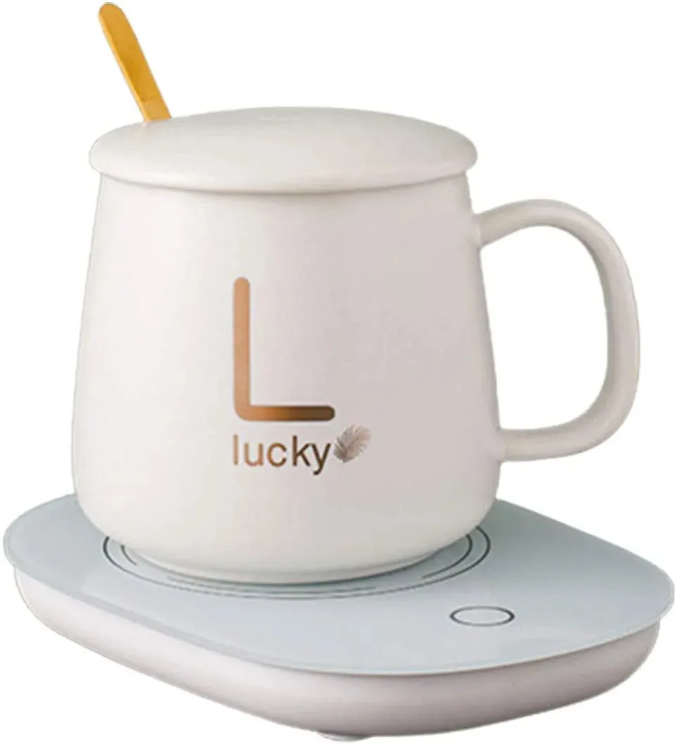 Portable Coffee Ceramic Mug with Thermostatic Electric Coaster