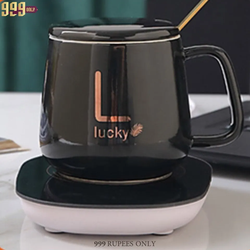 Portable Coffee Ceramic Mug with Thermostatic Electric Coaster