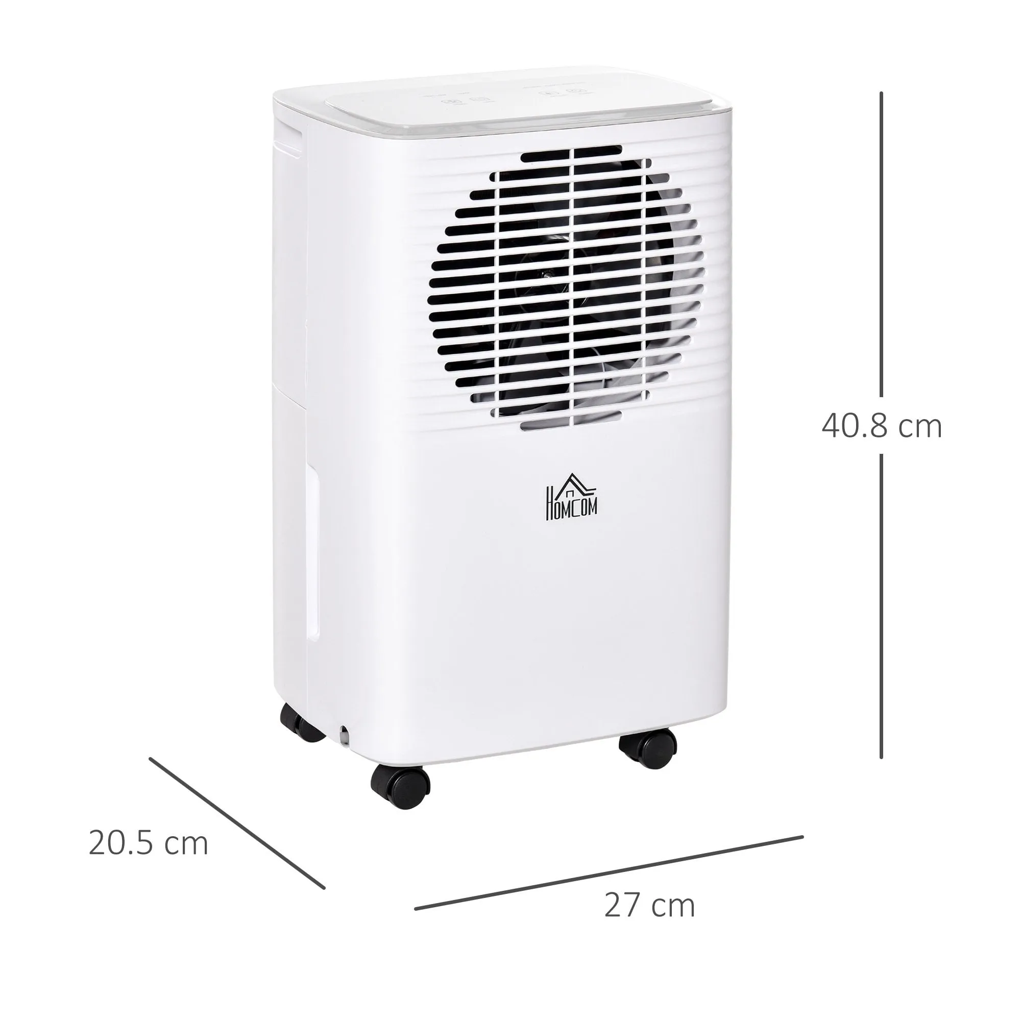 Portable Dehumidifier with Humidity Display, 2 Speed Modes, Continuous Drainage and 24 Hour Timer for Bedroom, Living Room Silent Moisture White