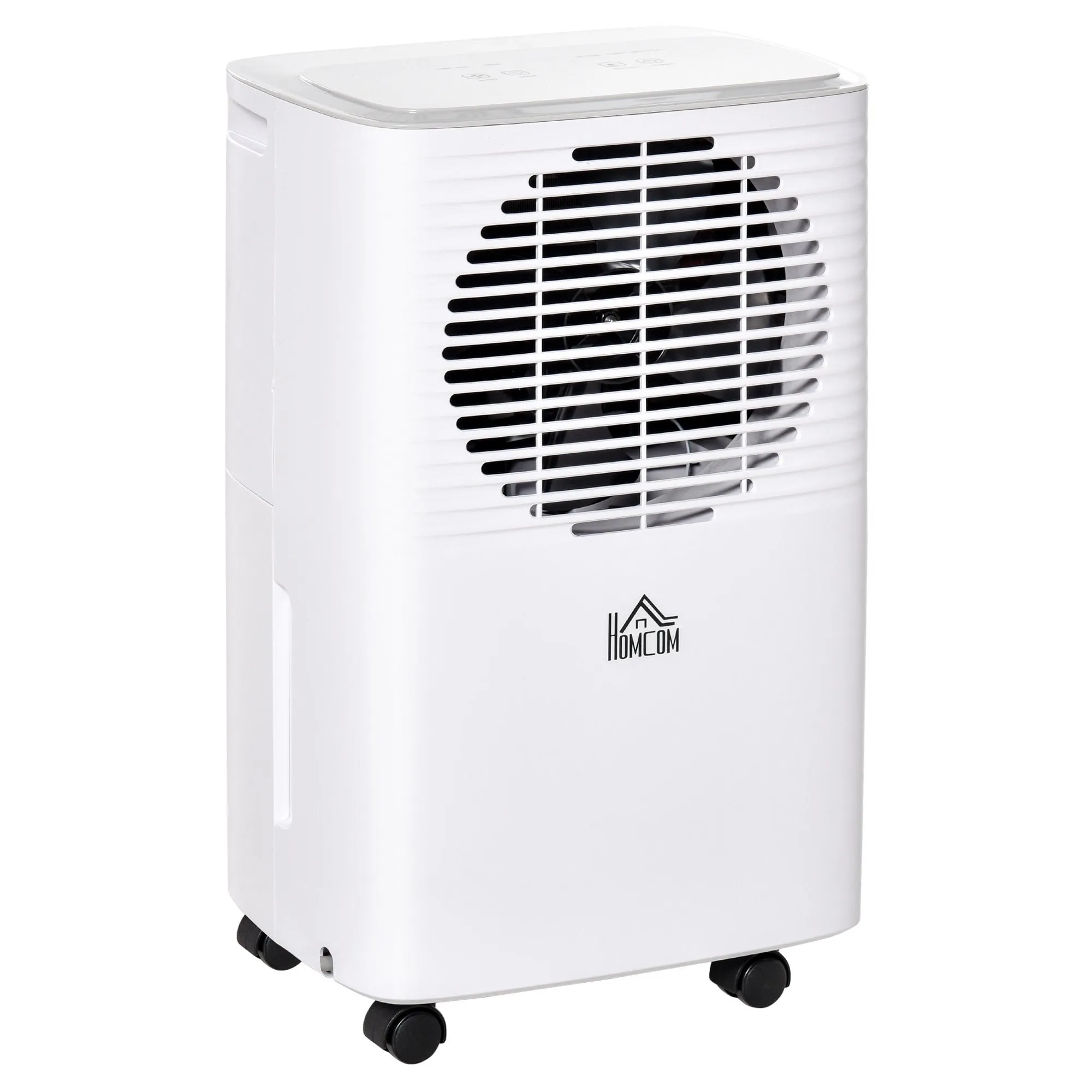 Portable Dehumidifier with Humidity Display, 2 Speed Modes, Continuous Drainage and 24 Hour Timer for Bedroom, Living Room Silent Moisture White