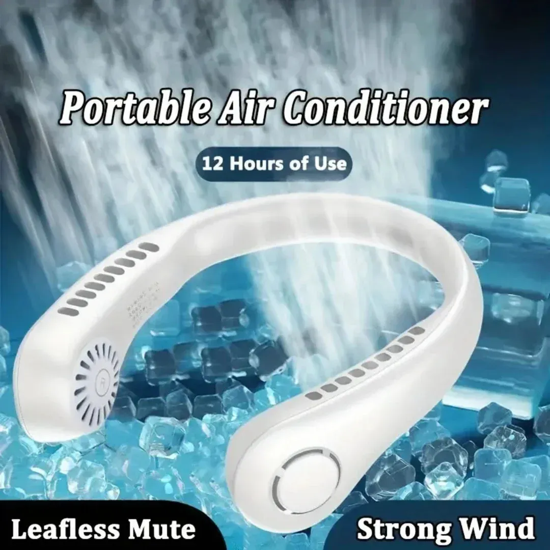 Portable Mini Home Summer Air-cooled Neck Hanging Fan for Outdoor Sports, Running, Travel Without Blades, Wearable USB Neck