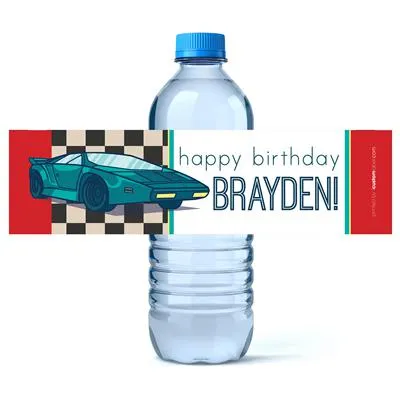 Race Car Birthday Water Bottle Labels