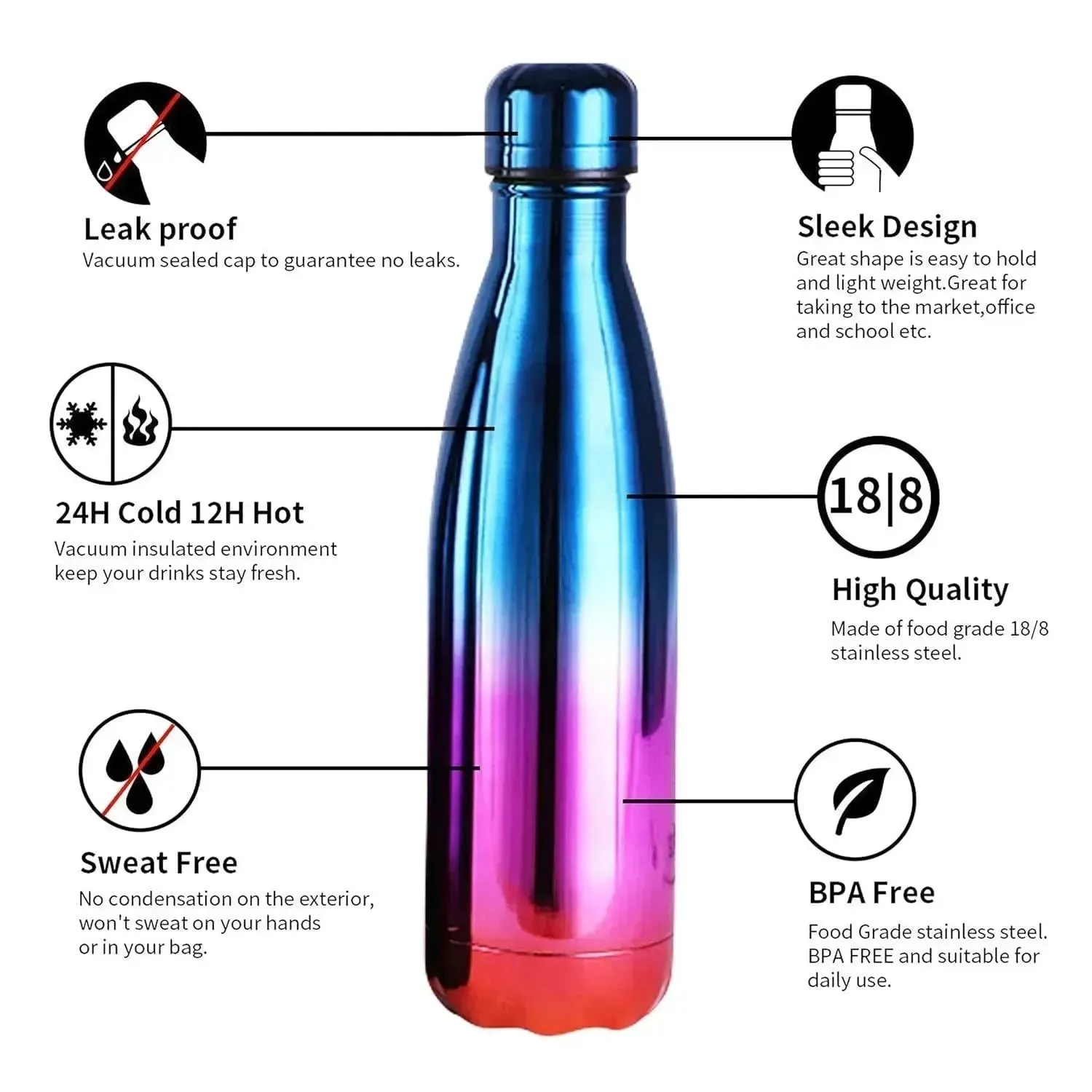 Rainbow Cola Metal Water Bottle (500 ml)