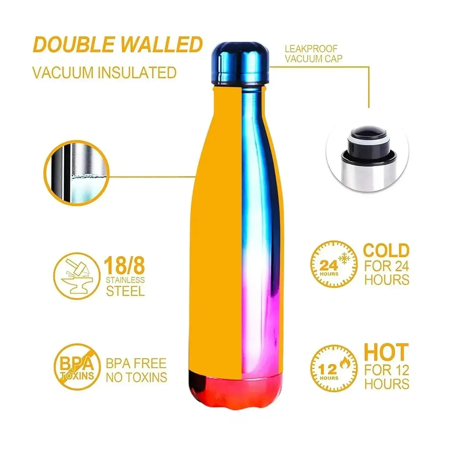 Rainbow Cola Metal Water Bottle (500 ml)