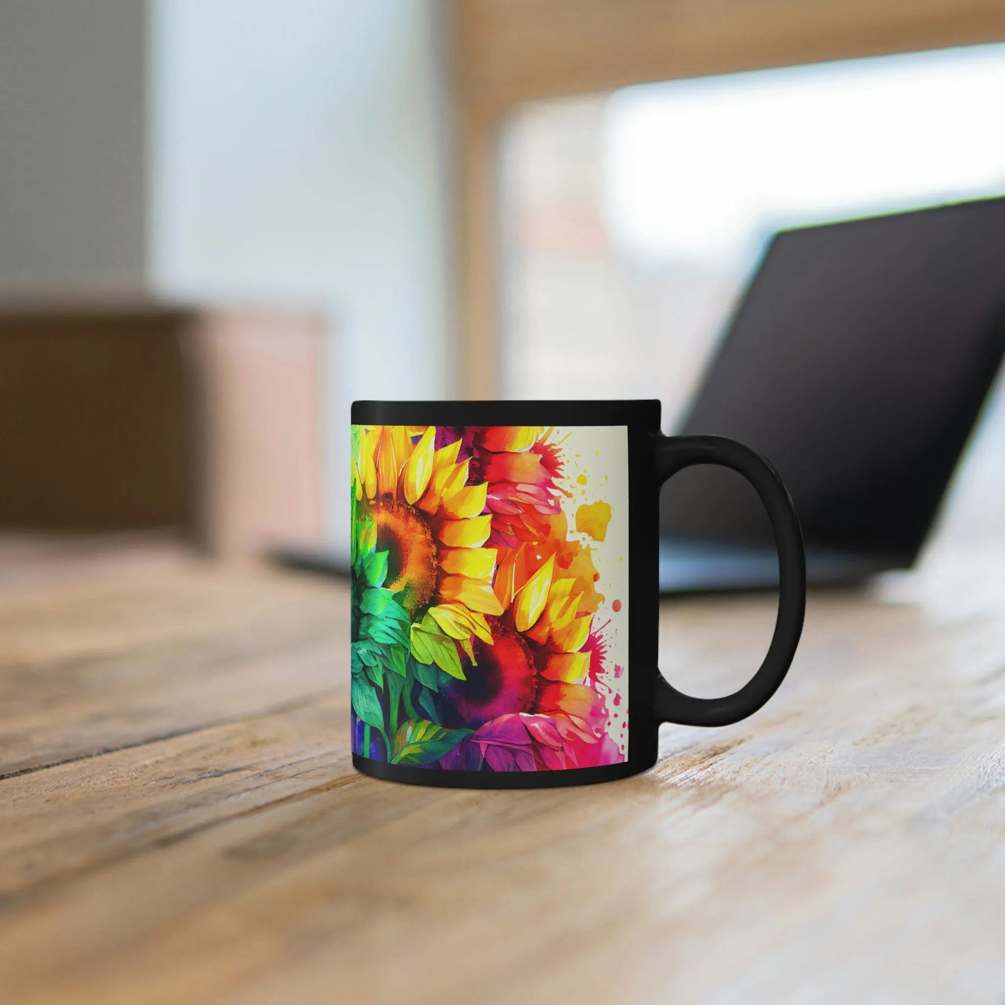 Rainbow Sunflower 03 - Black mug 11oz