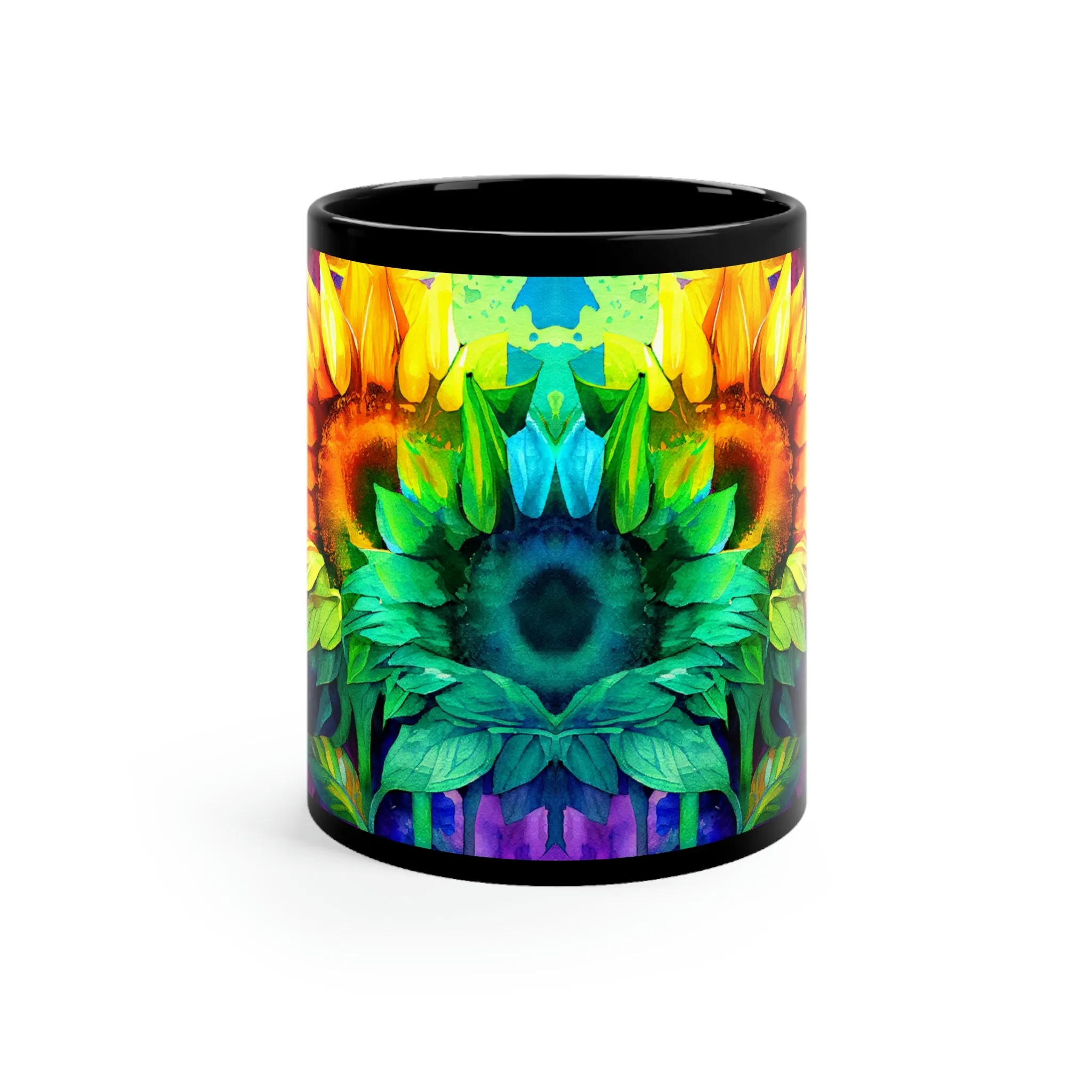 Rainbow Sunflower 03 - Black mug 11oz