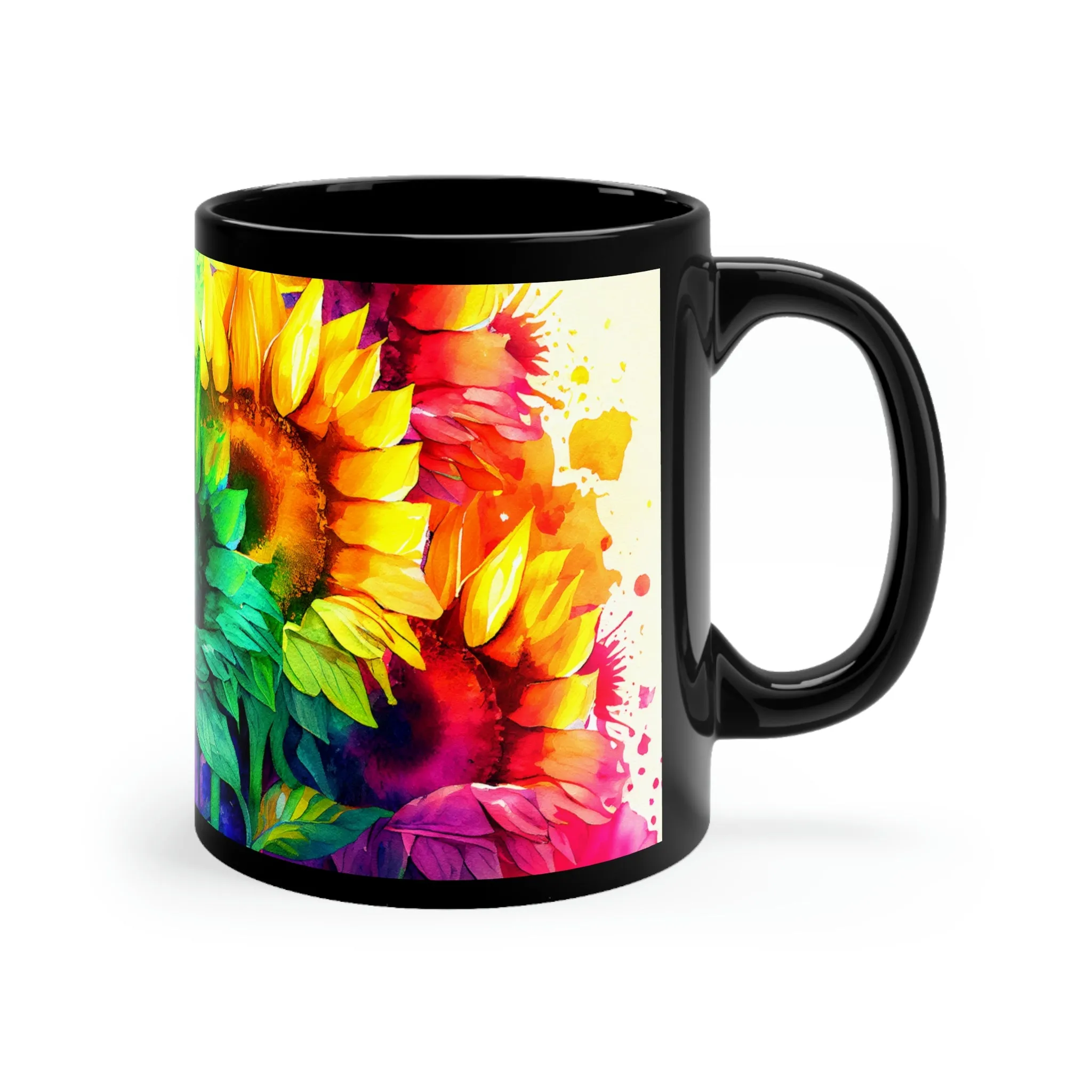 Rainbow Sunflower 03 - Black mug 11oz