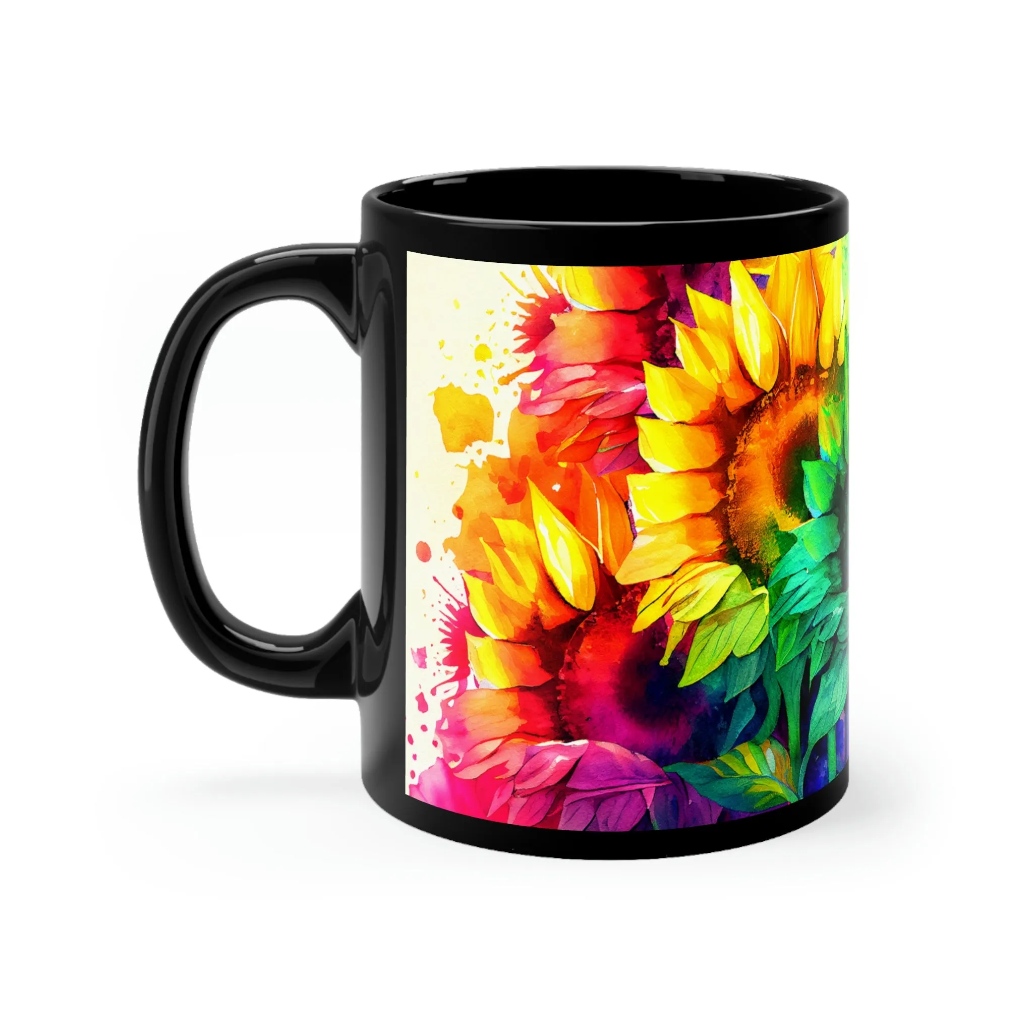 Rainbow Sunflower 03 - Black mug 11oz