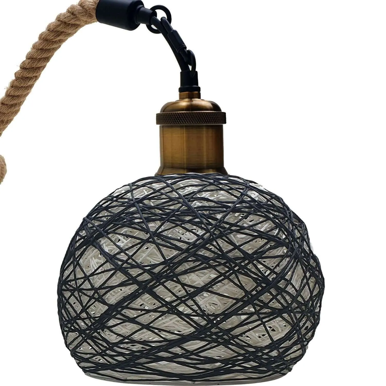 Rattan Ceiling Light Lamp Hanging Hemp Rope