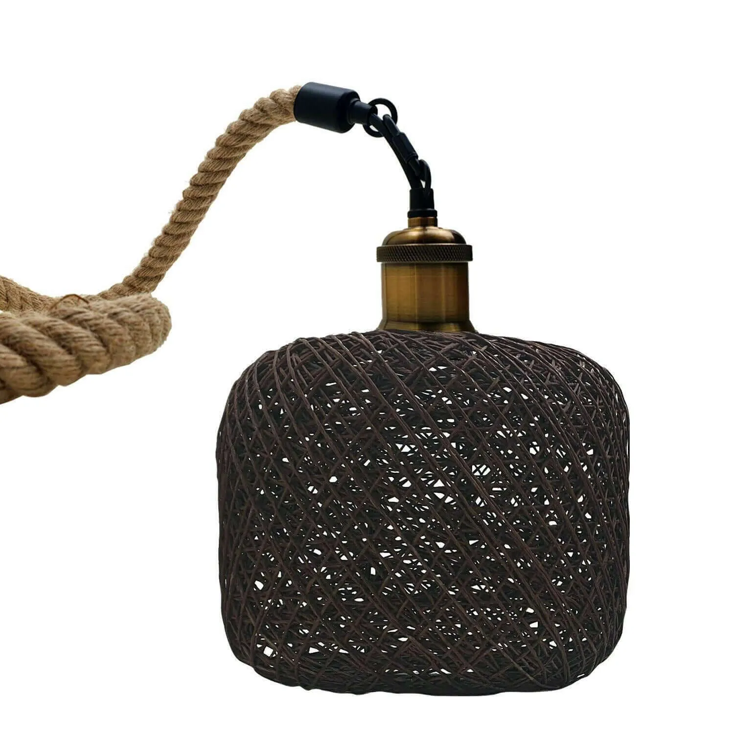 Rattan Ceiling Light Lamp Hanging Hemp Rope