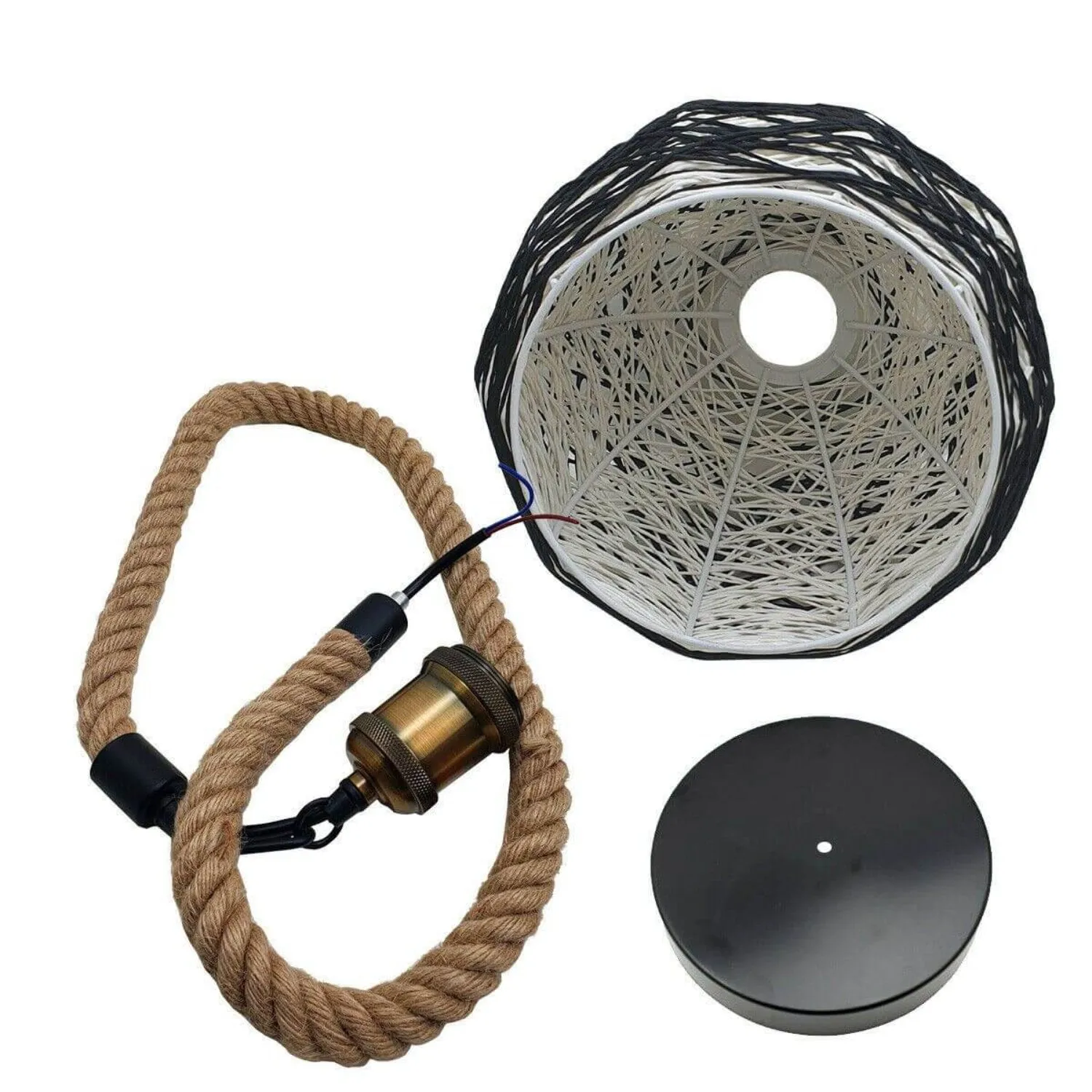 Rattan Ceiling Light Lamp Hanging Hemp Rope