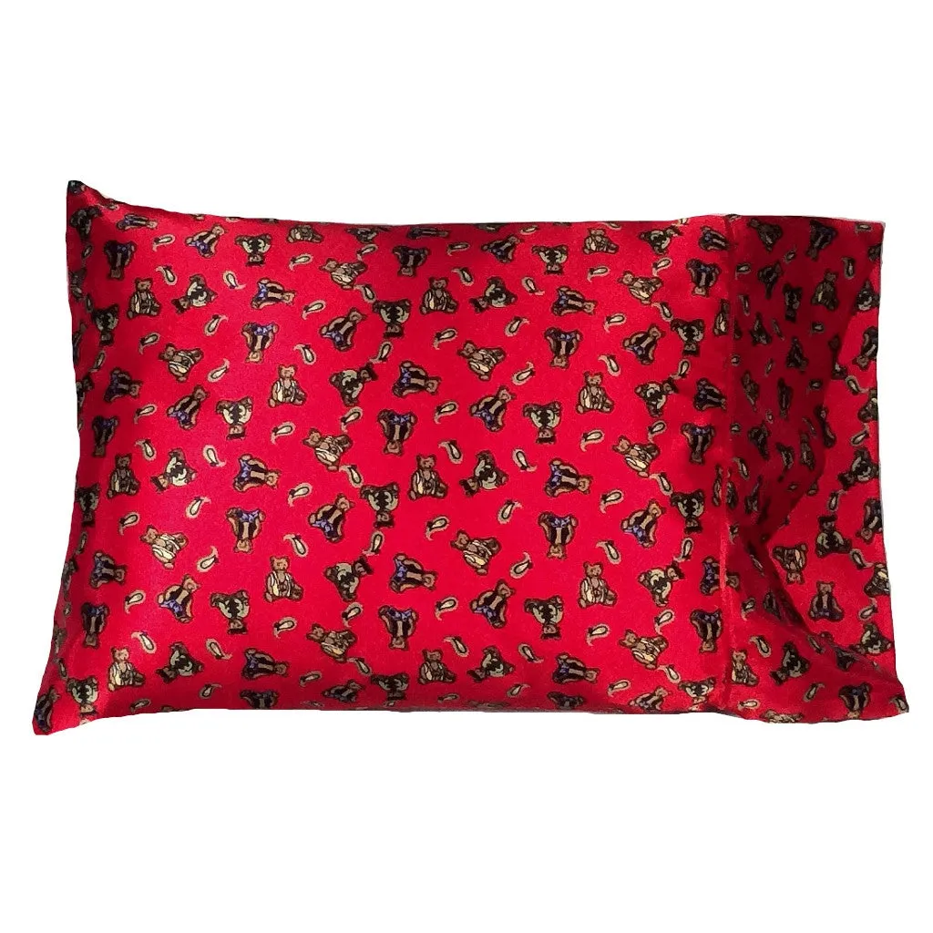 Red with Brown Bears Child's Bedroom Pillow