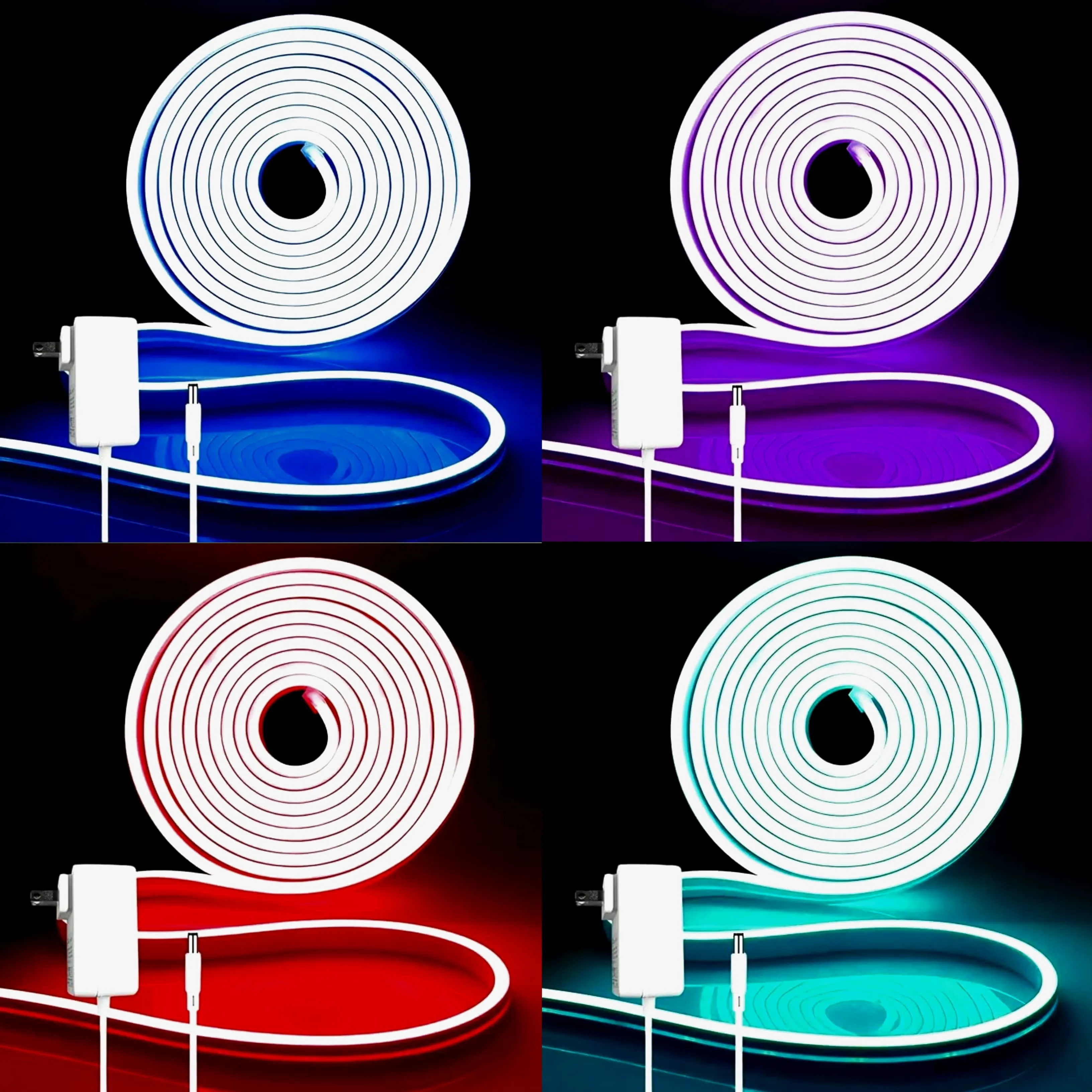 Rope Lights for Bedroom Decoration Easy Install 5m Meters Neon Strip Roll Flexible with Adapter 220V