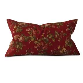 Scarlet Floral Lumbar Pillow Cover 15x26