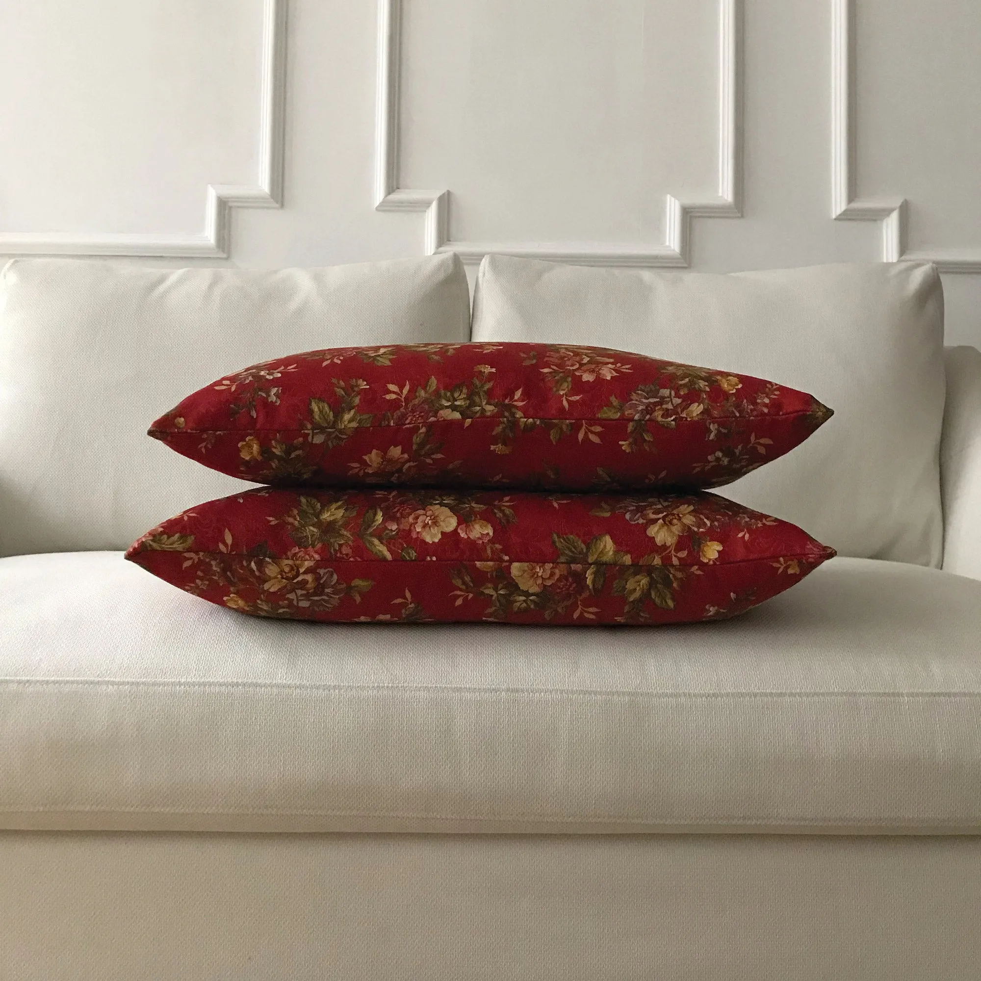 Scarlet Floral Lumbar Pillow Cover 15x26