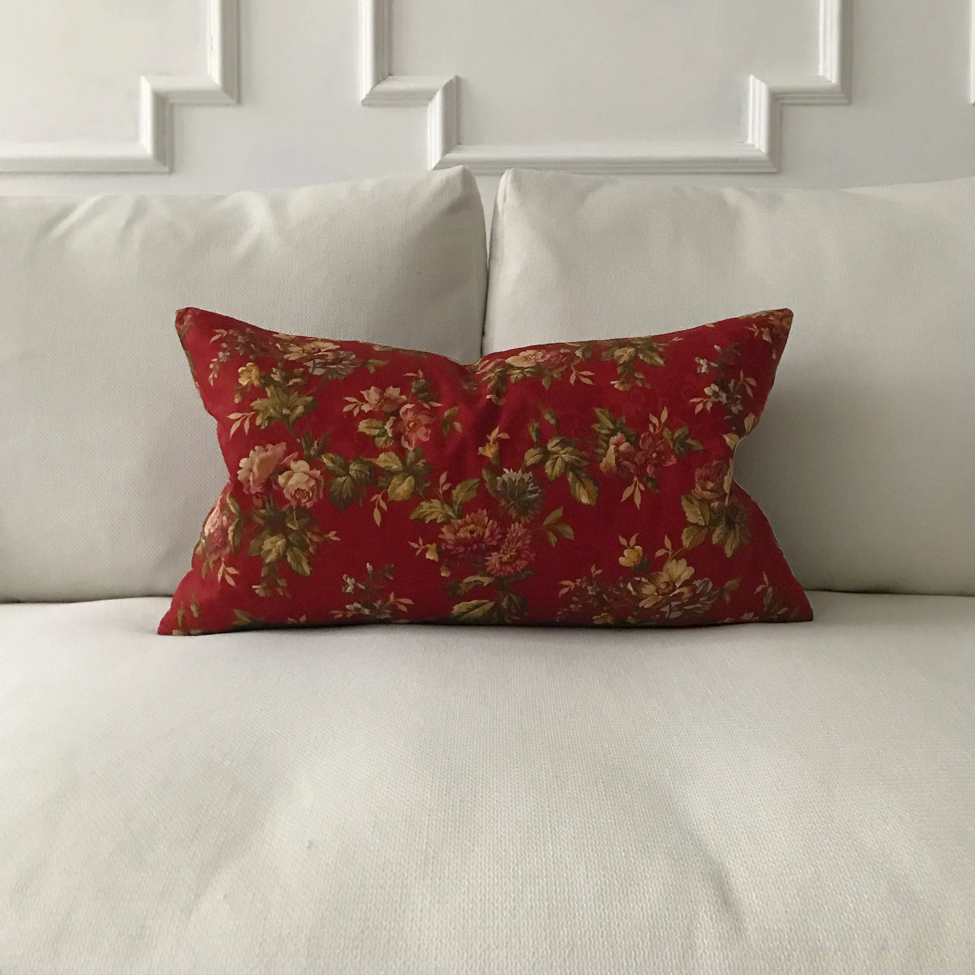 Scarlet Floral Lumbar Pillow Cover 15x26