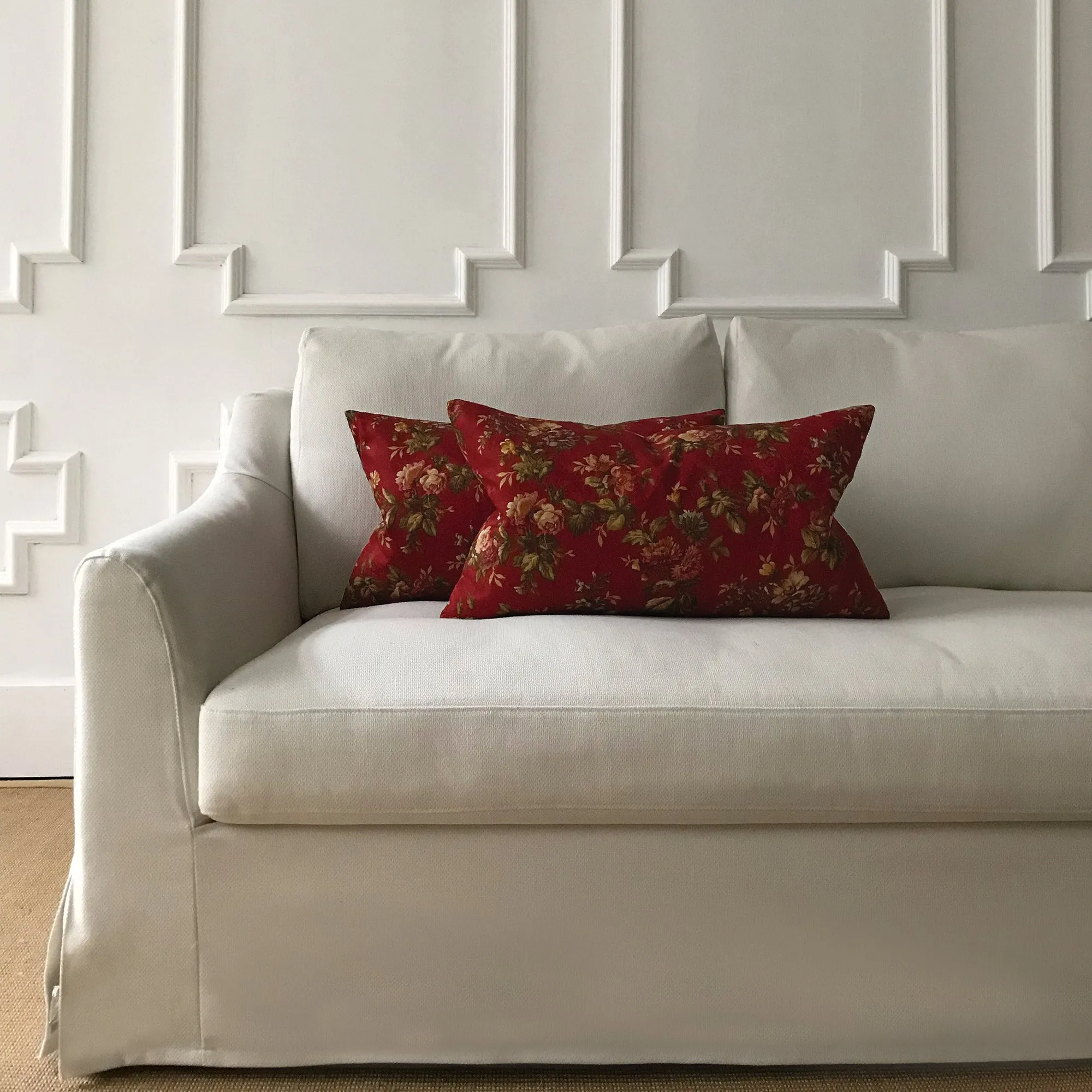 Scarlet Floral Lumbar Pillow Cover 15x26