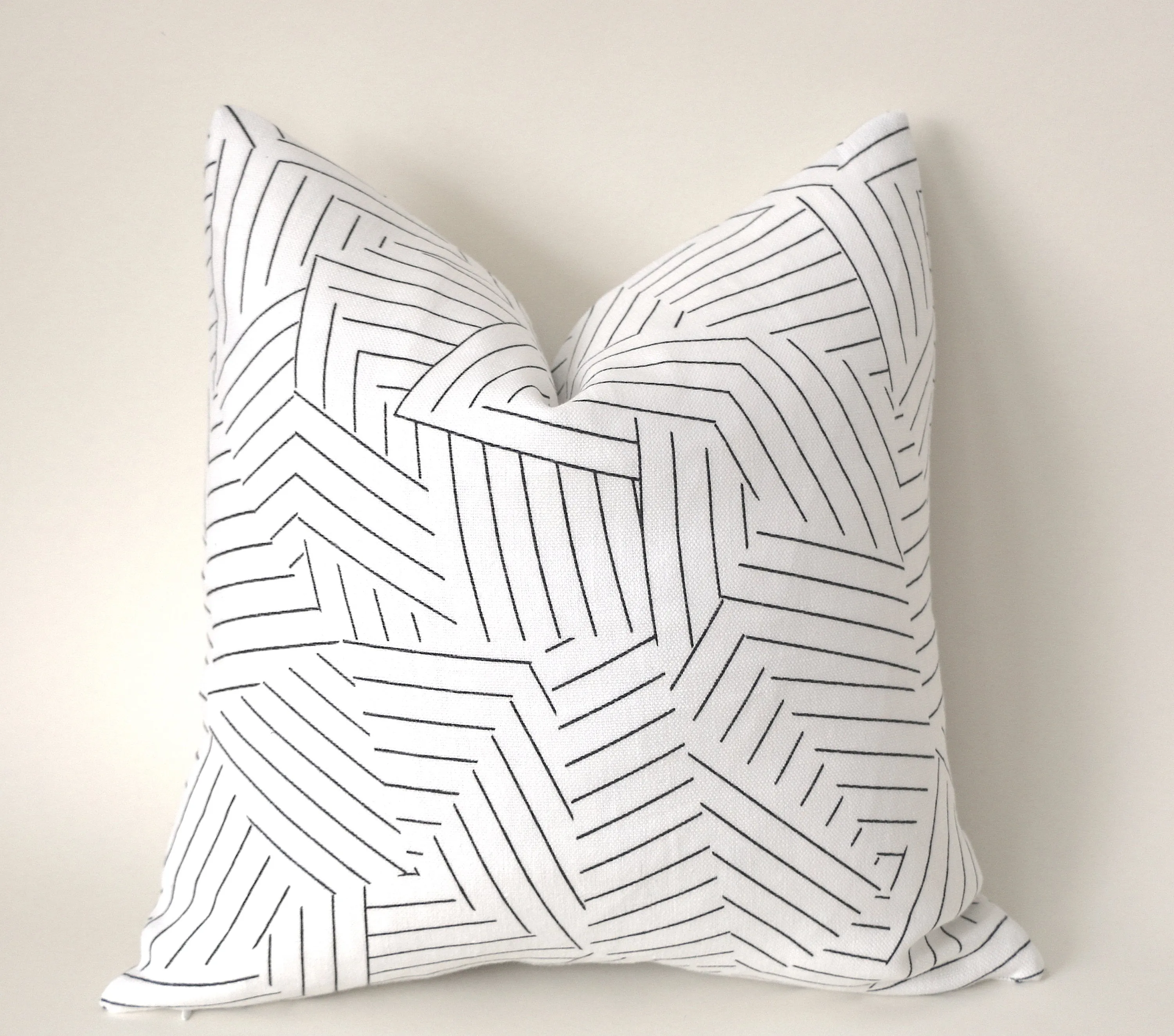 Schumacher Deconstructed Stripe Pillow Cover /12x18 12x21 16x16 18x18 20x20 22x22 24x24 26x26 14x36 Ivory Black Pillow Cover