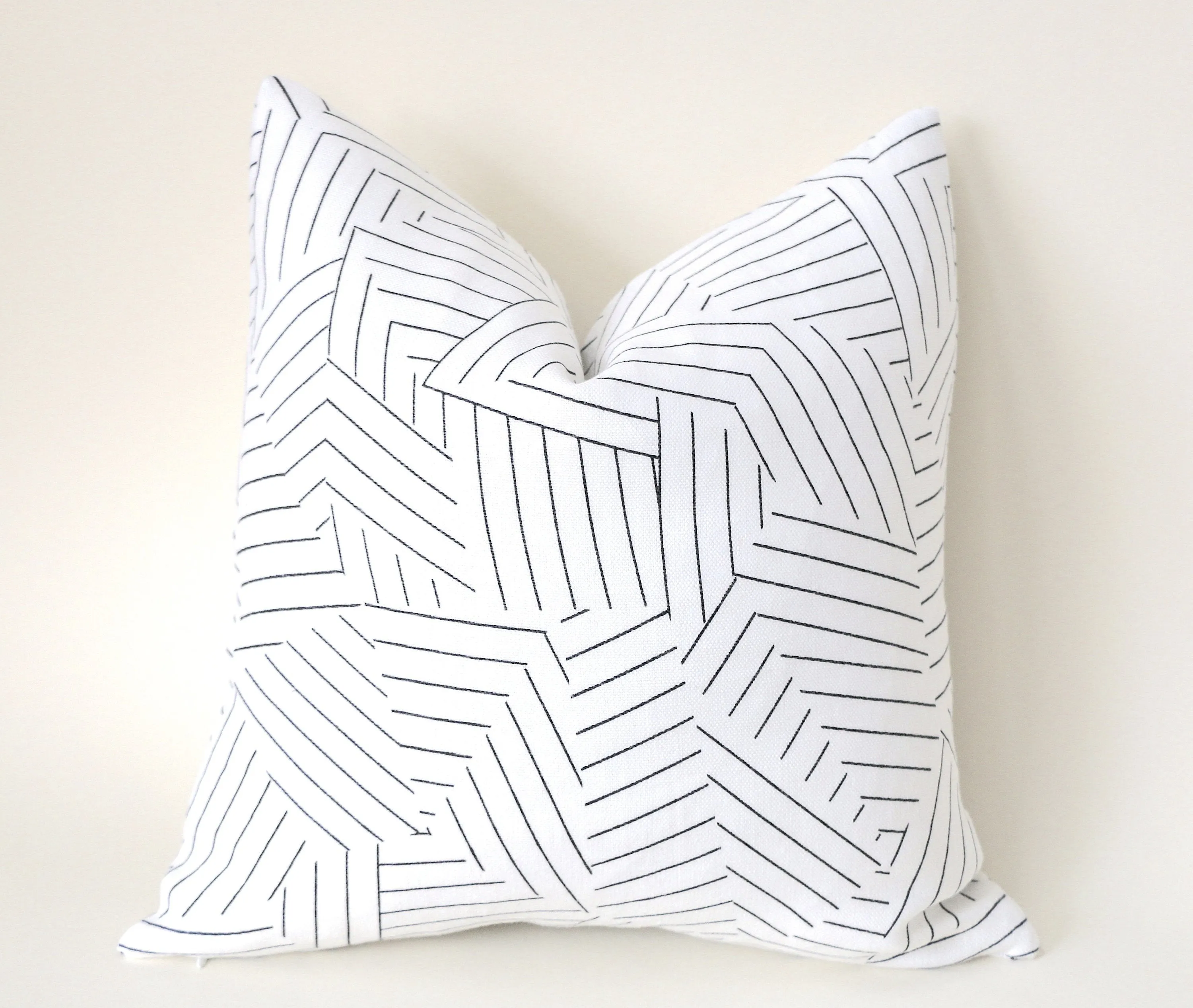 Schumacher Deconstructed Stripe Pillow Cover /12x18 12x21 16x16 18x18 20x20 22x22 24x24 26x26 14x36 Ivory Black Pillow Cover