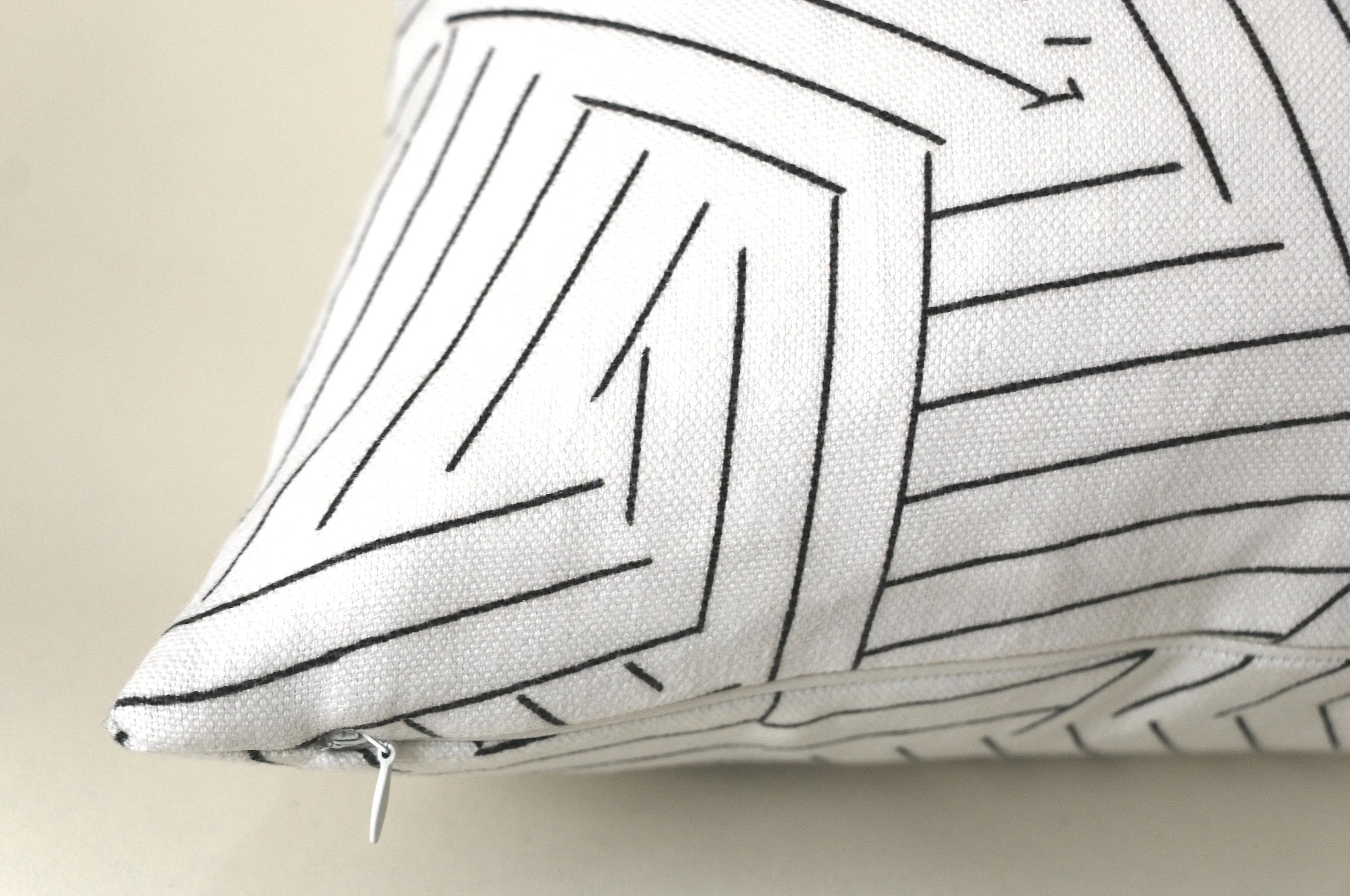 Schumacher Deconstructed Stripe Pillow Cover /12x18 12x21 16x16 18x18 20x20 22x22 24x24 26x26 14x36 Ivory Black Pillow Cover