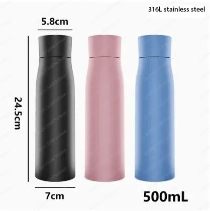 Self-Cleaning UV Water Bottle – 500ML Insulated Flask