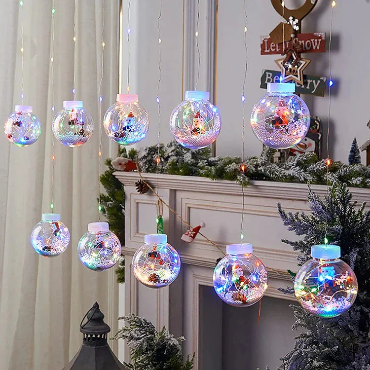 Snow Globe Santa Fairy Bulbs - 3m